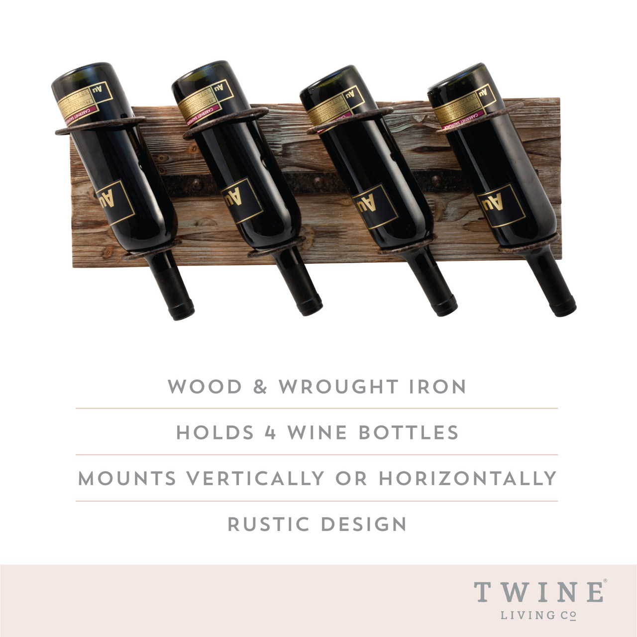 Metal and Wood Wine Rack by Twine®