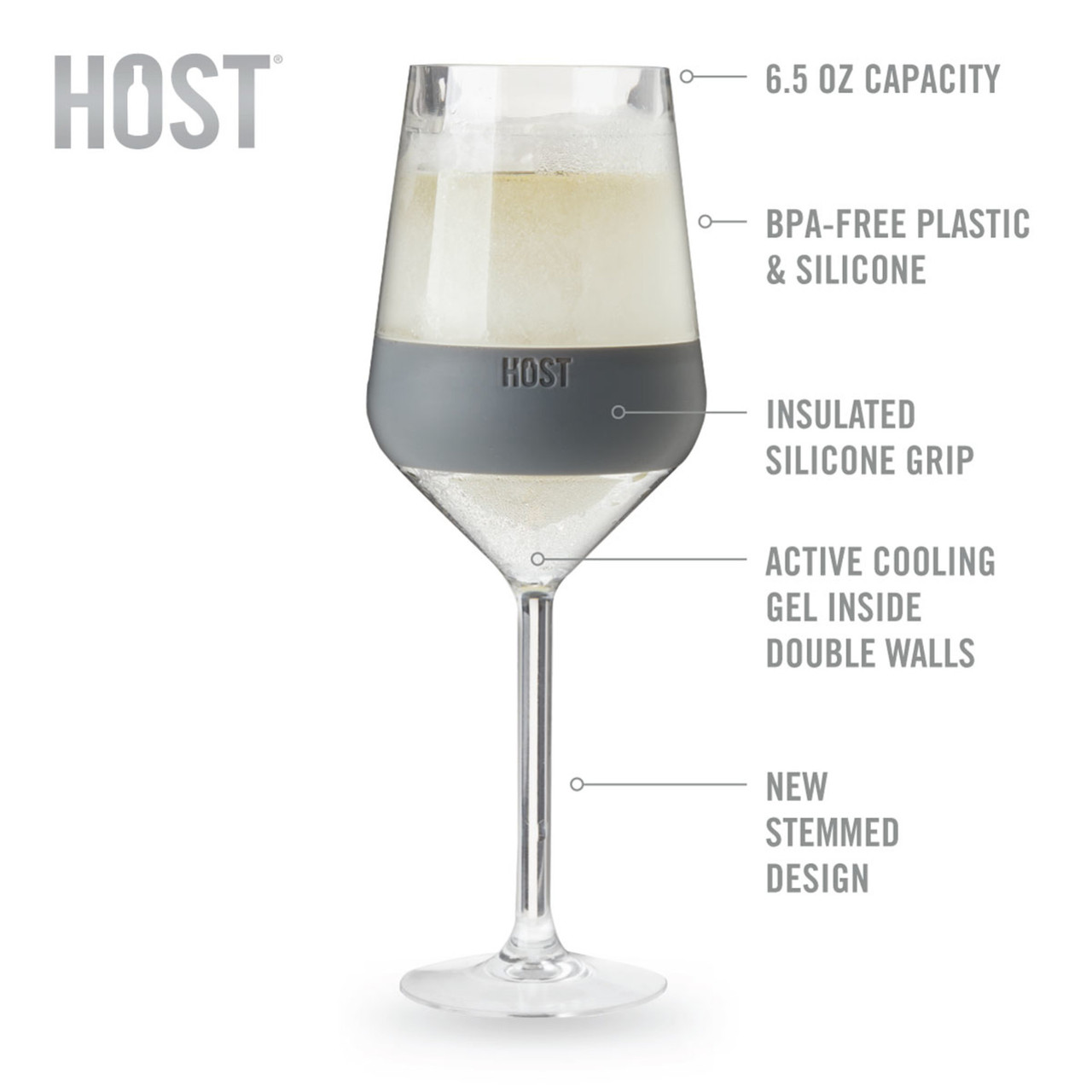 Wine FREEZE Stemmed in Gray (set of 2)  by HOST®