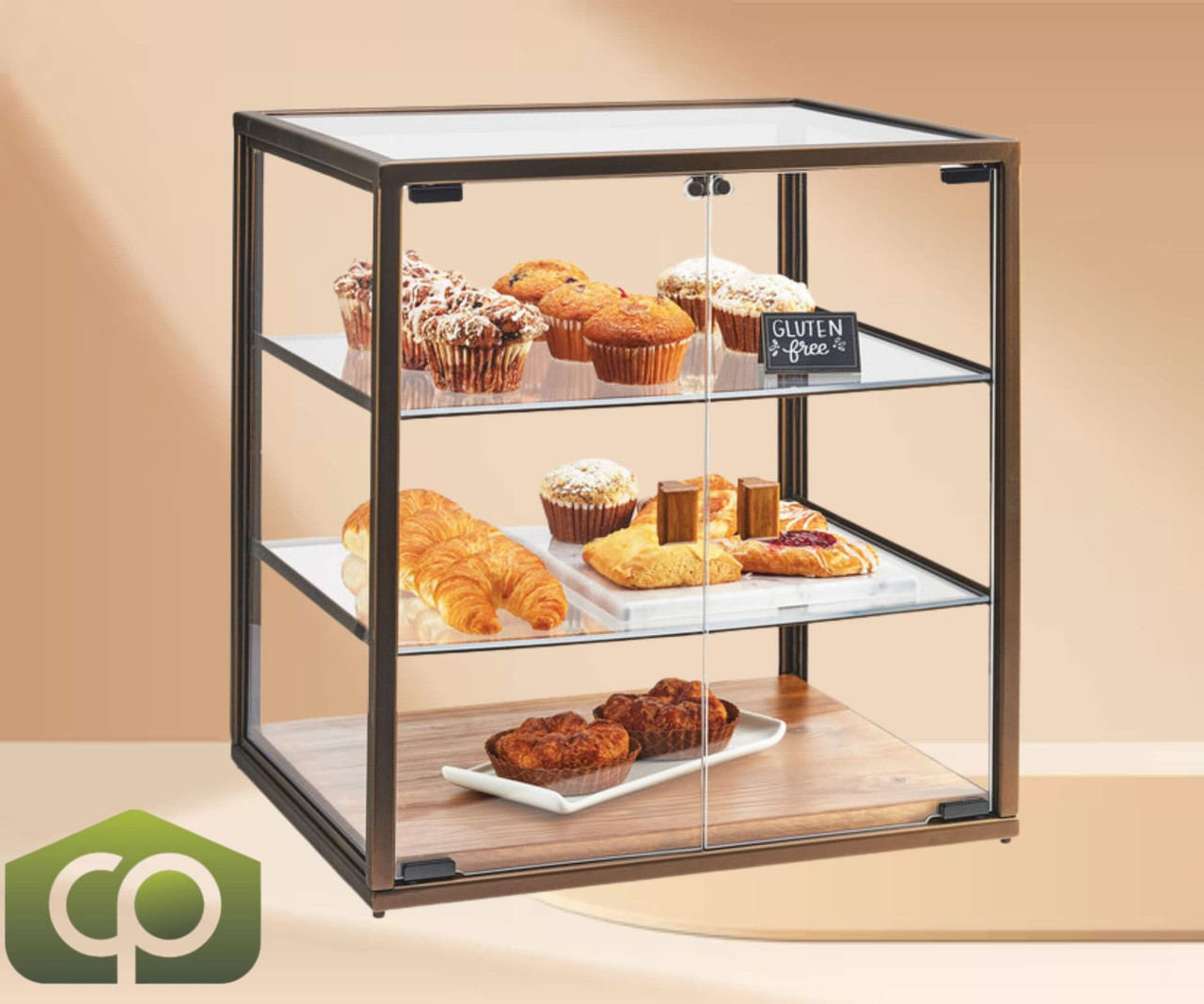 Cal-Mil 3 Tier Vintage Bakery Display Case with Wood Base - Rustic Charm-Chicken Pieces