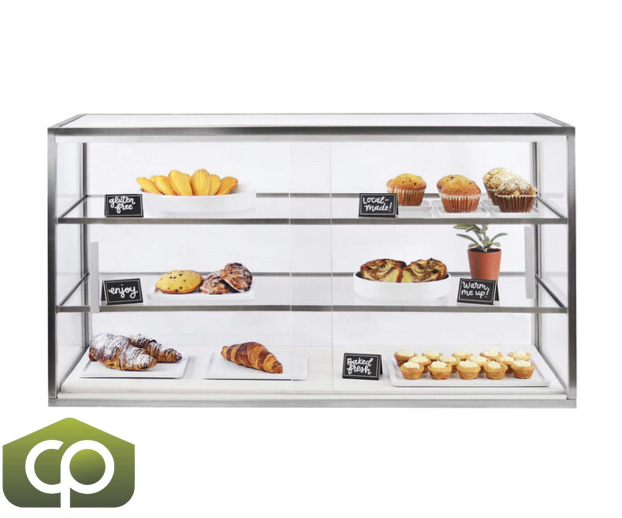 Cal-Mil Bakery Display Case 42" x 17" x 23" 3-Tier with Stainless Steel Frame-Chicken Pieces