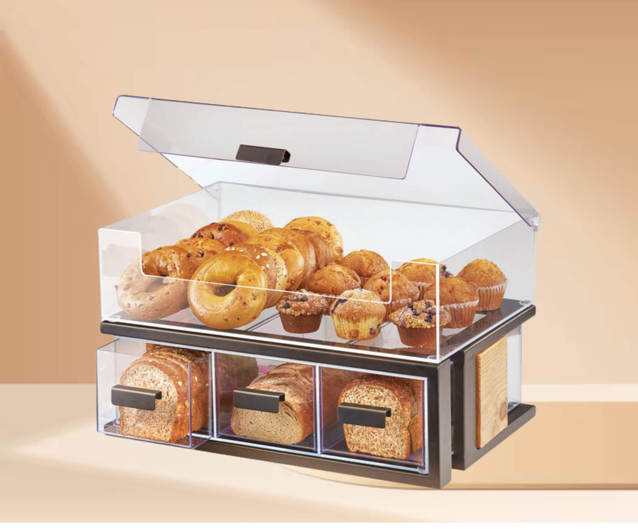 Cal-Mil 22 1/2" x 14 3/4" x 13 3/4" Sierra Bronze Metal 2-Tier Display Case-Chicken Pieces