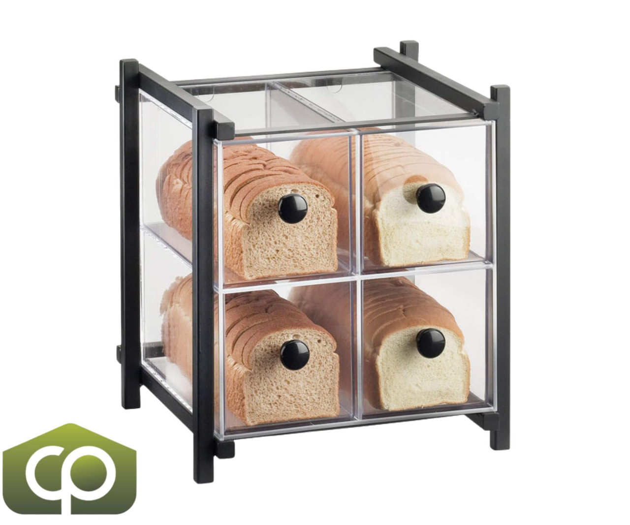 Cal-Mil 14" x 14 3/4" x 15 3/4" One by One Four Drawer Black Bread Display Case-Chicken Pieces