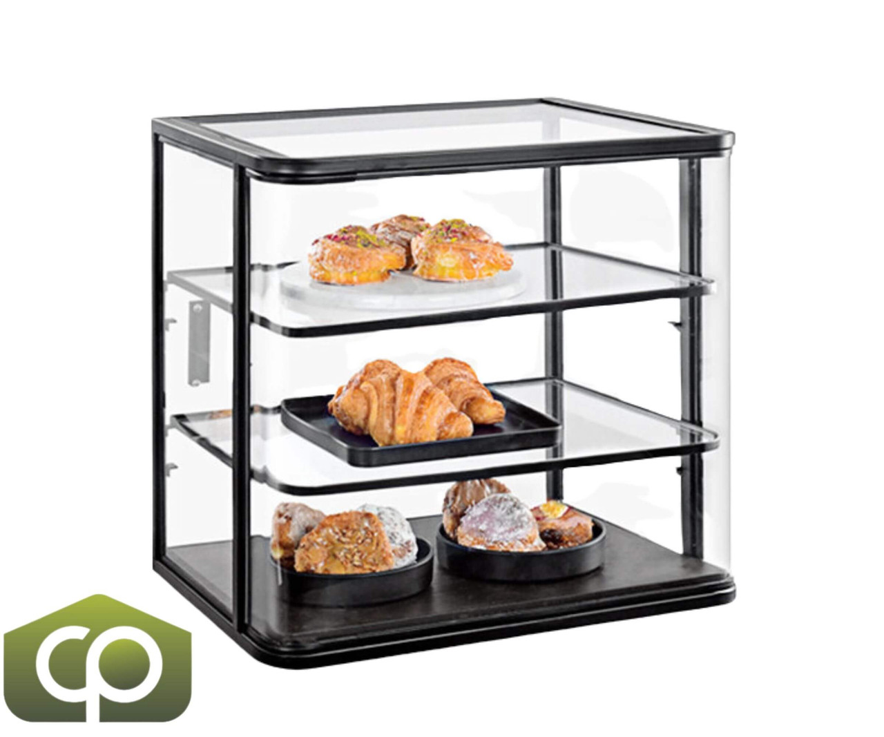 Cal-Mil Elegant Curved 21" x 17" x 23 1/4" Heritage 3-Tier Bakery Display Case-Chicken Pieces