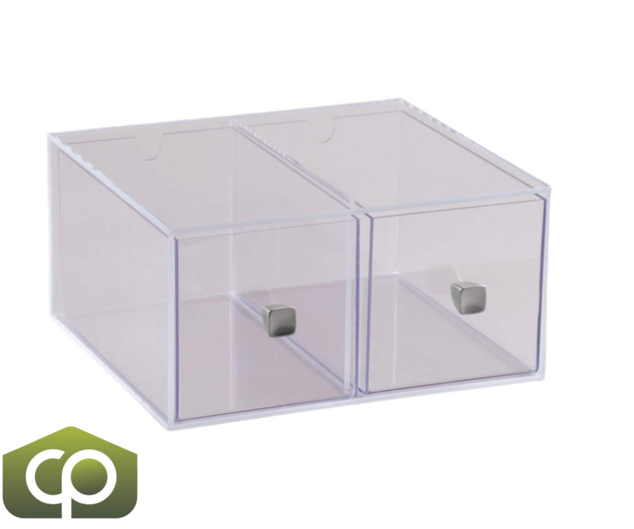 Cal-Mil 12" x 12" x 6" Eco Modern Two Drawer Acrylic Bread Box Bread Case-Chicken Pieces