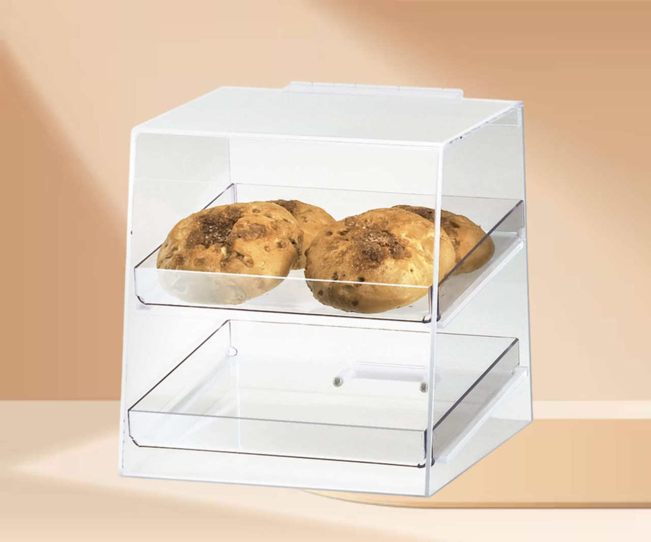 Cal-Mil Classic 10" x 10" x 11" Two Tier Acrylic Display Case with Rear Door-Chicken Pieces