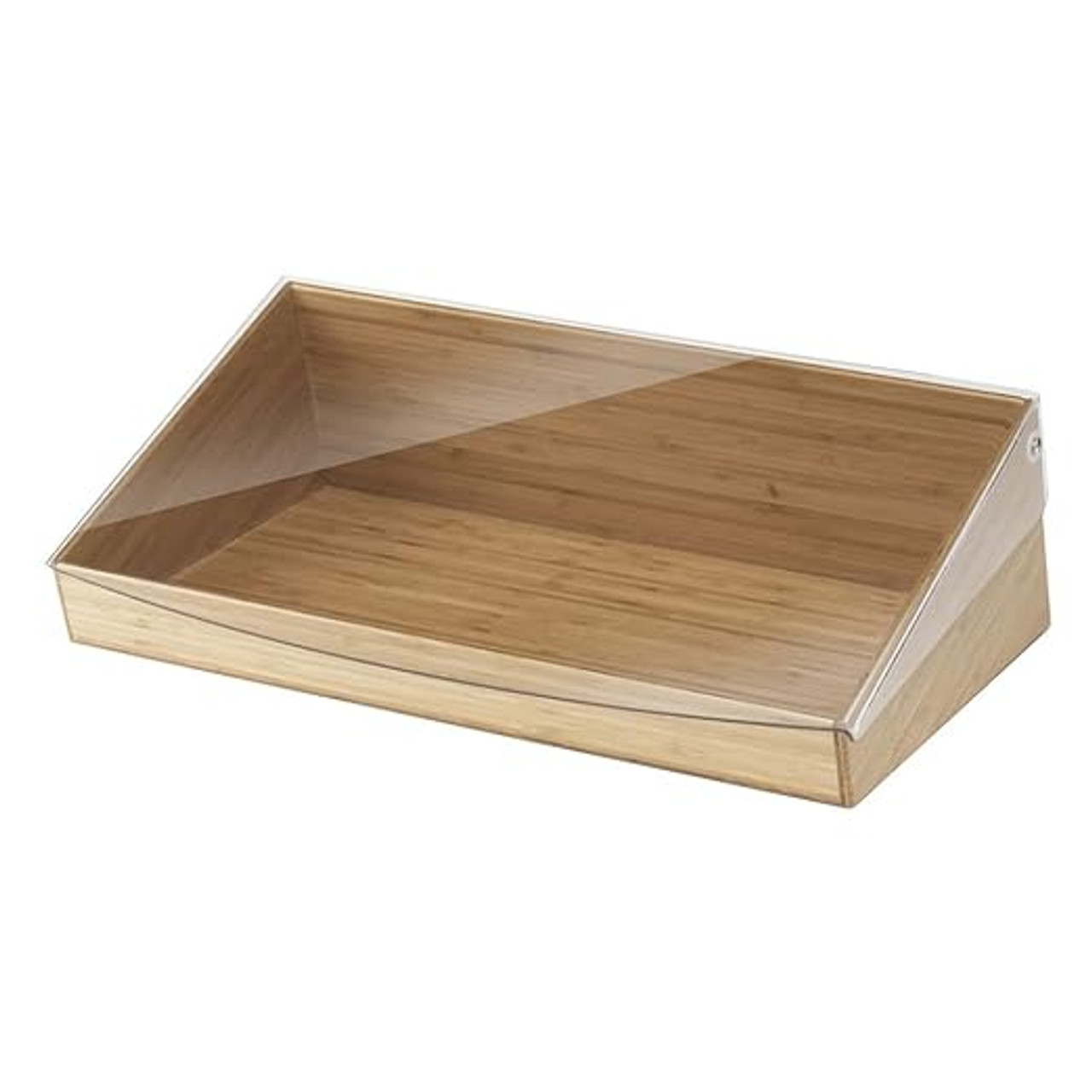 Cal-Mil Eco-Friendly 20" x 12" x 7" Bamboo Display Bin with Clear Lid-Chicken Pieces
