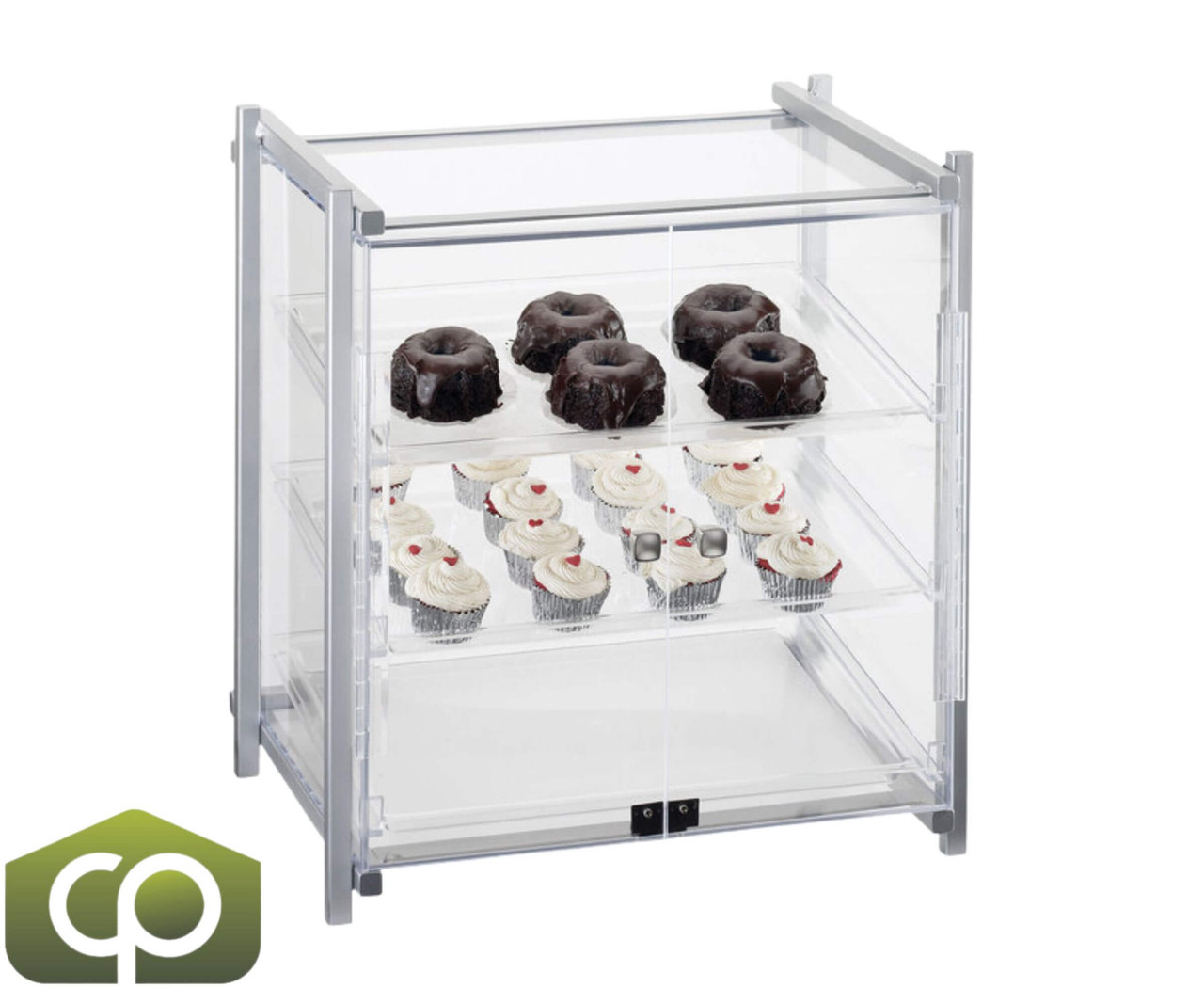 Cal-Mil 20 1/2" x 17" x 22" One by One Three Tier Silver Display Case-Chicken Pieces