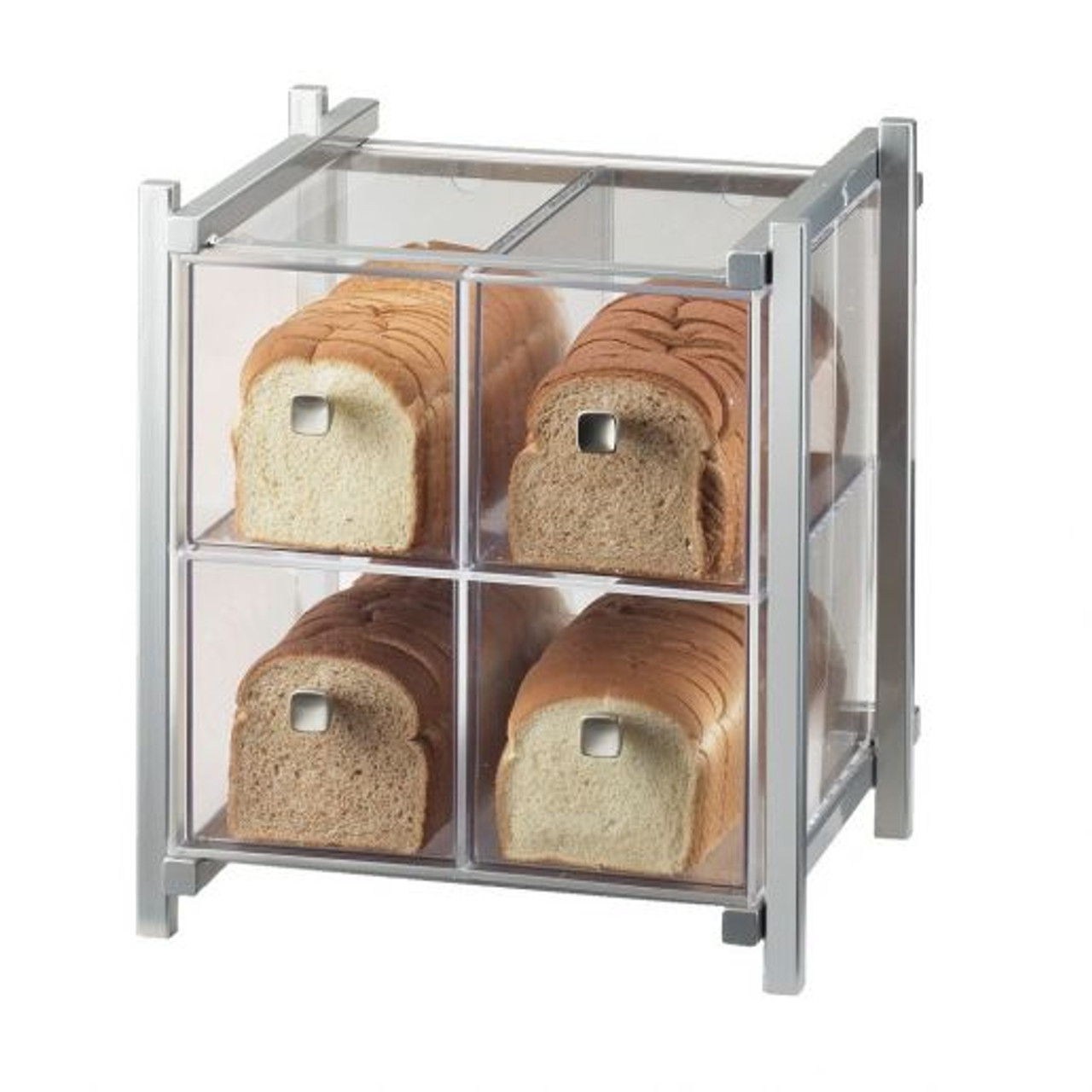 Cal-Mil One by One 14" x 14 3/4" x 15 3/4" Four Drawer Silver Bread Display Case-Chicken Pieces