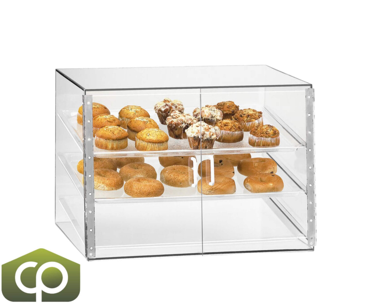 Cal-Mil Classic 27" x 20" x 20"Three Tier Pastry Display Case with Front Door-Chicken Pieces