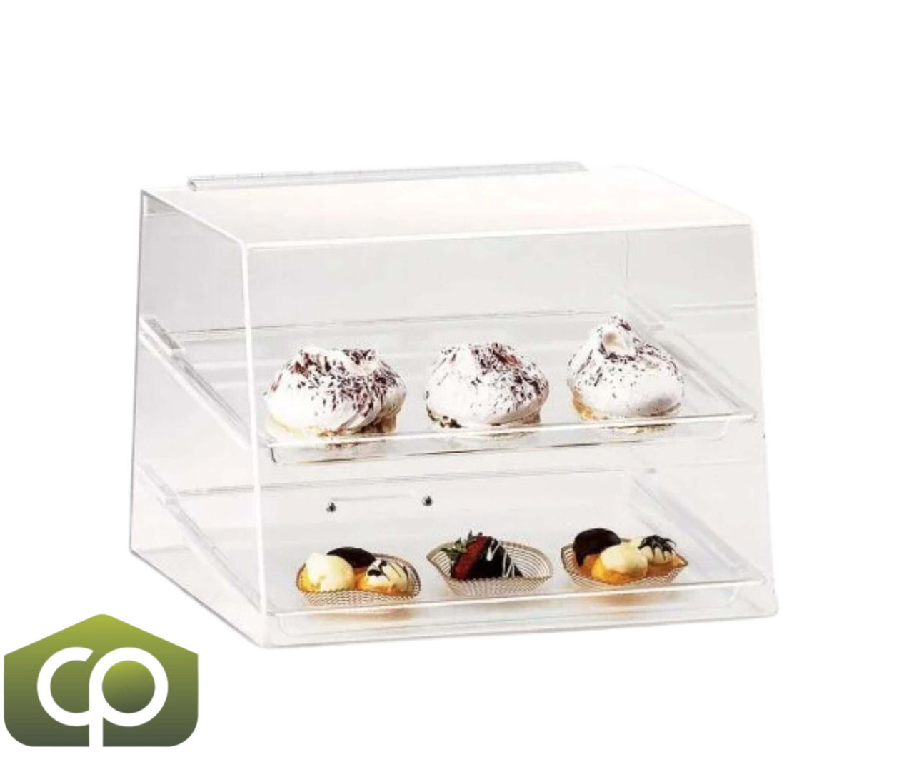 Cal-Mil Classic 15" x 13" x 11" Two Tier Acrylic Display Case with Rear Door-Chicken Pieces