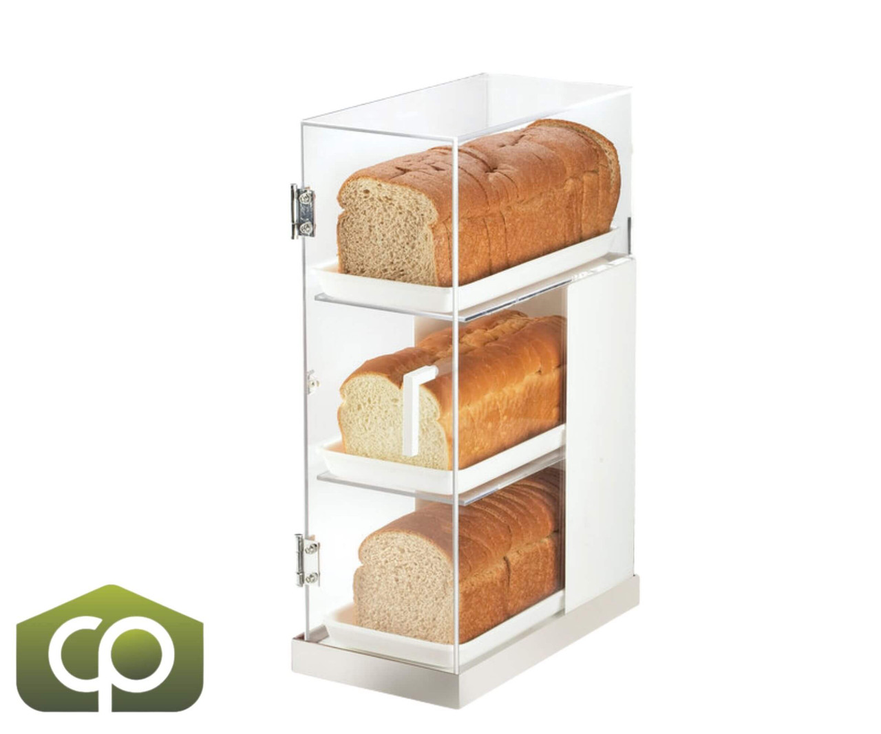 Cal-Mil 7" x 14" x 20 1/4" Luxe Three Tier Stainless Steel Bread Case-Chicken Pieces