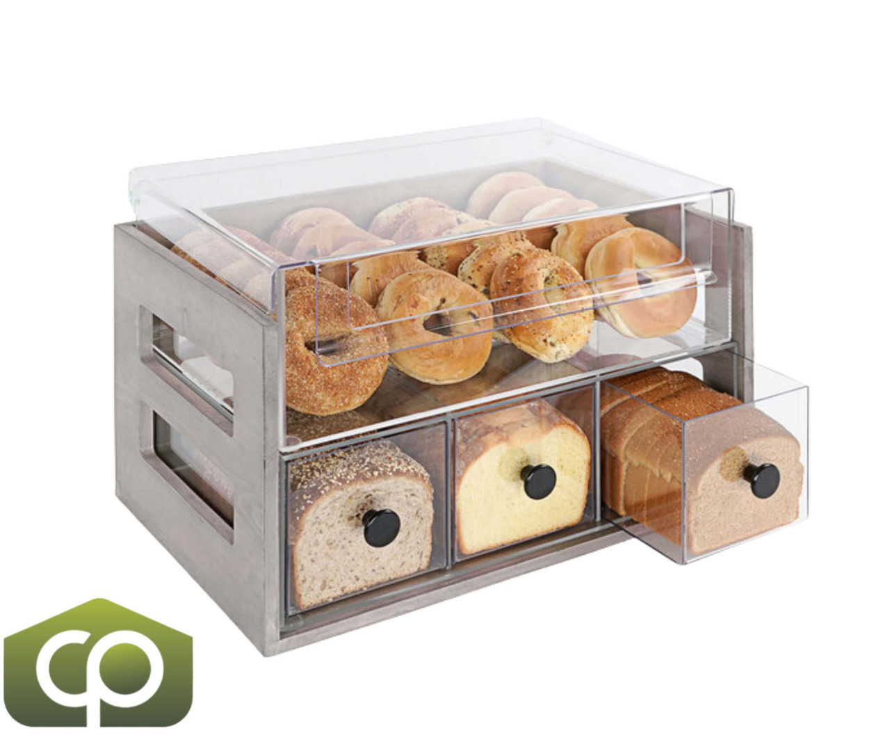 Cal-Mil Aspen 2-Tier Gray 20 1/4" x 12 3/4" x 13 1/4" Pine Bread Display Case-Chicken Pieces