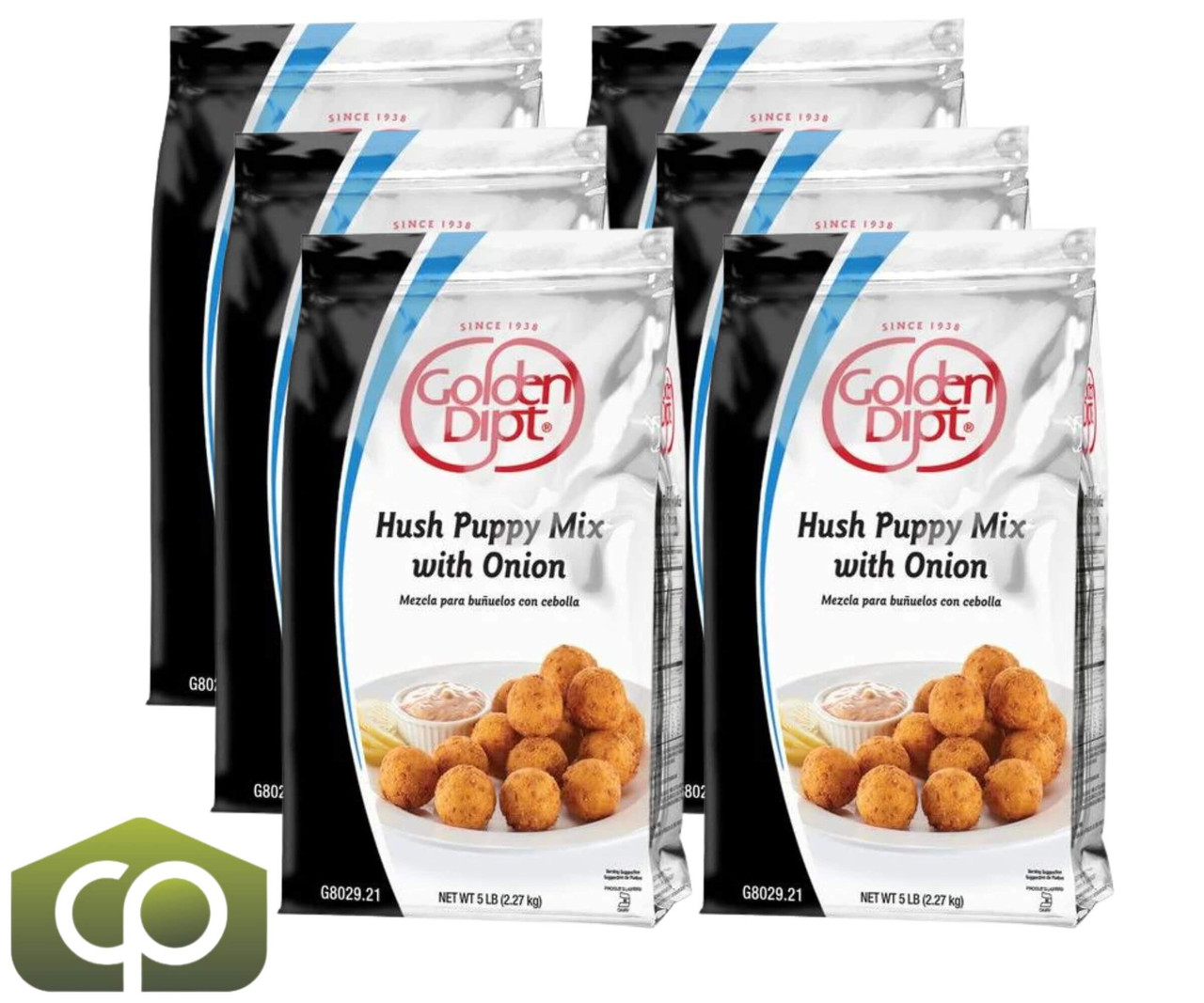 Golden Effortless Frying Dipt Hush Puppy Mix with Onion 5 lb. - 6/Case-Chicken Pieces