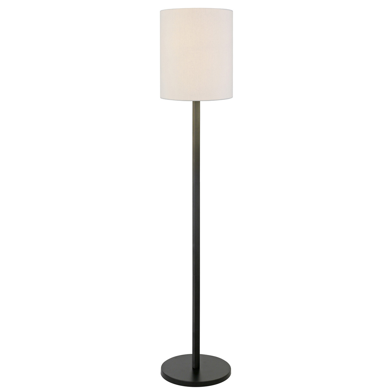 62" Black Traditional Shaped Floor Lamp With White Frosted Glass Drum Shade