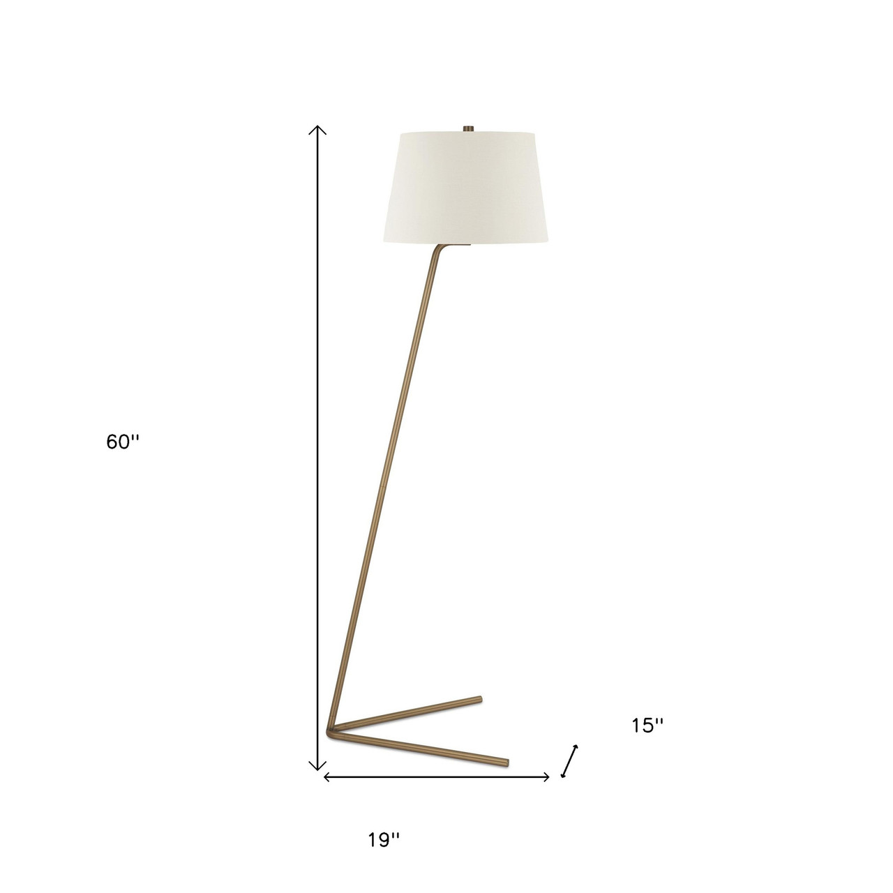 60" Brass Novelty Floor Lamp With White Frosted Glass Drum Shade - CP-HMEROOTS-523458