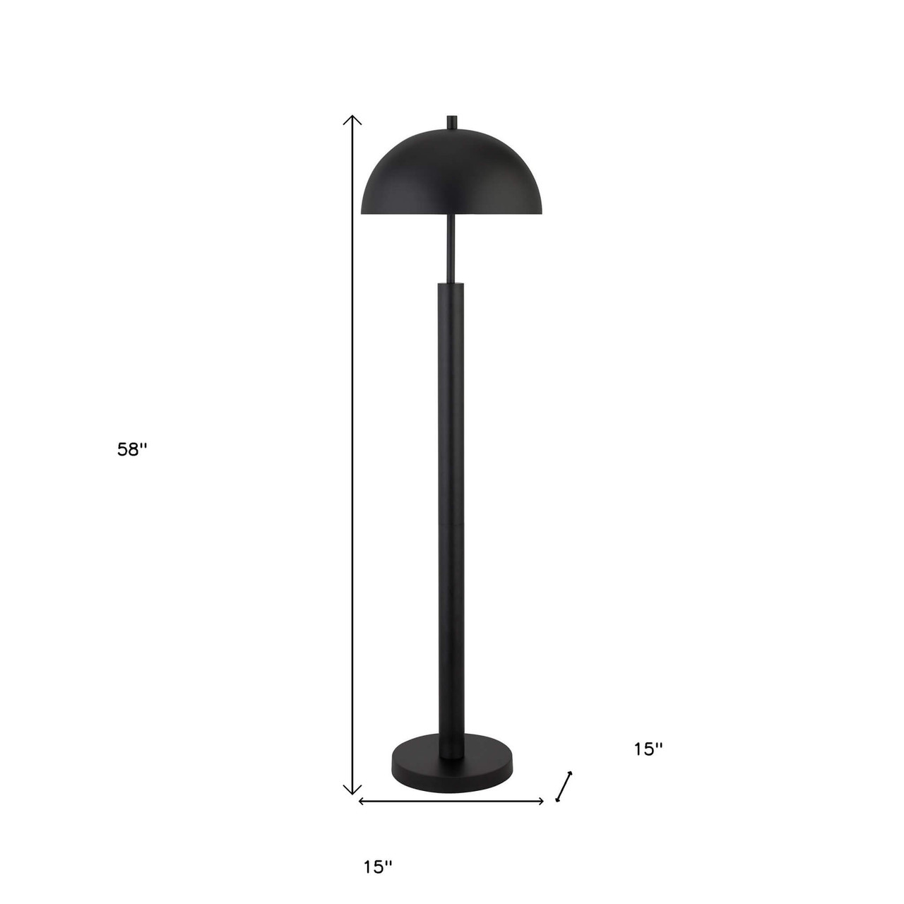 58" Black Traditional Shaped Floor Lamp With Black Dome Shade - Chicken Pieces