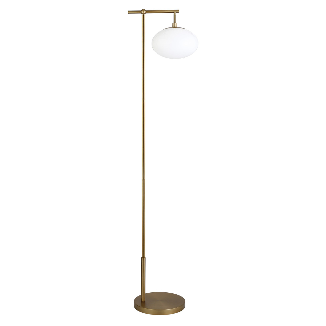 68" Brass Reading Floor Lamp With White Frosted Glass Globe Shade - Chicken Pieces