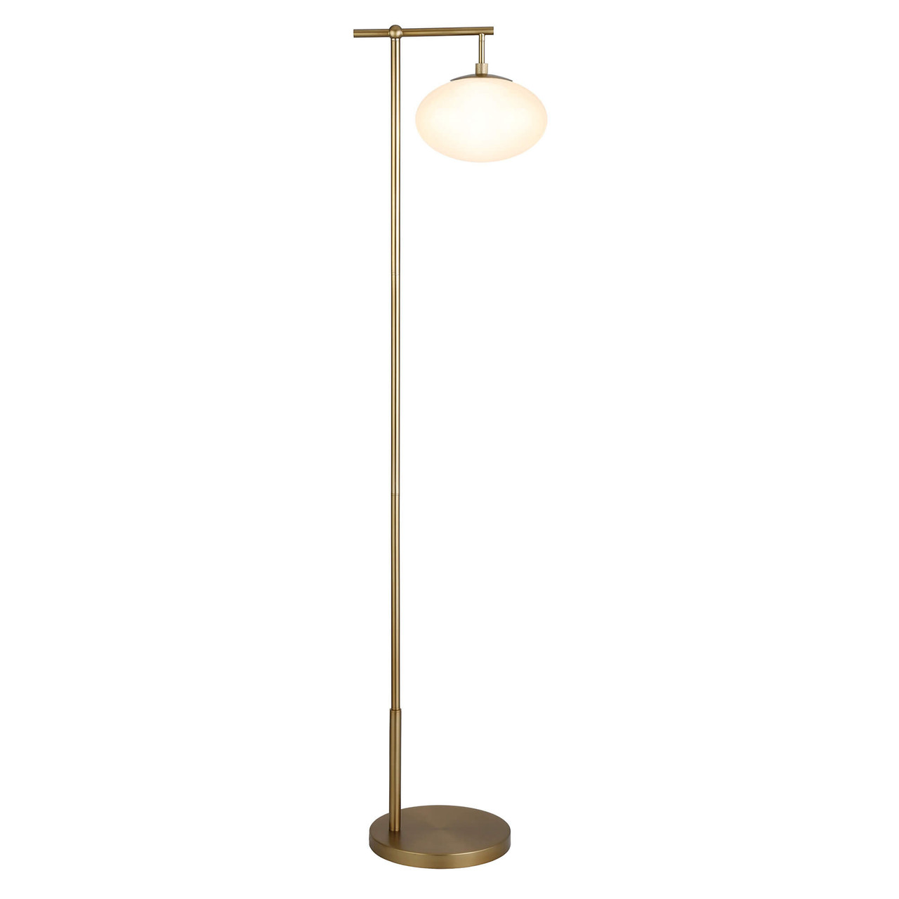 68" Brass Reading Floor Lamp With White Frosted Glass Globe Shade - Chicken Pieces