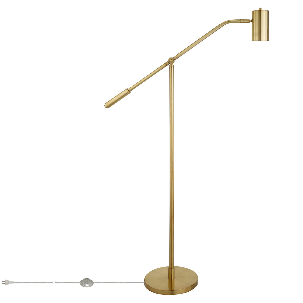 60" Brass Swing Arm Floor Lamp With Brass Drum Shade - Chicken Pieces