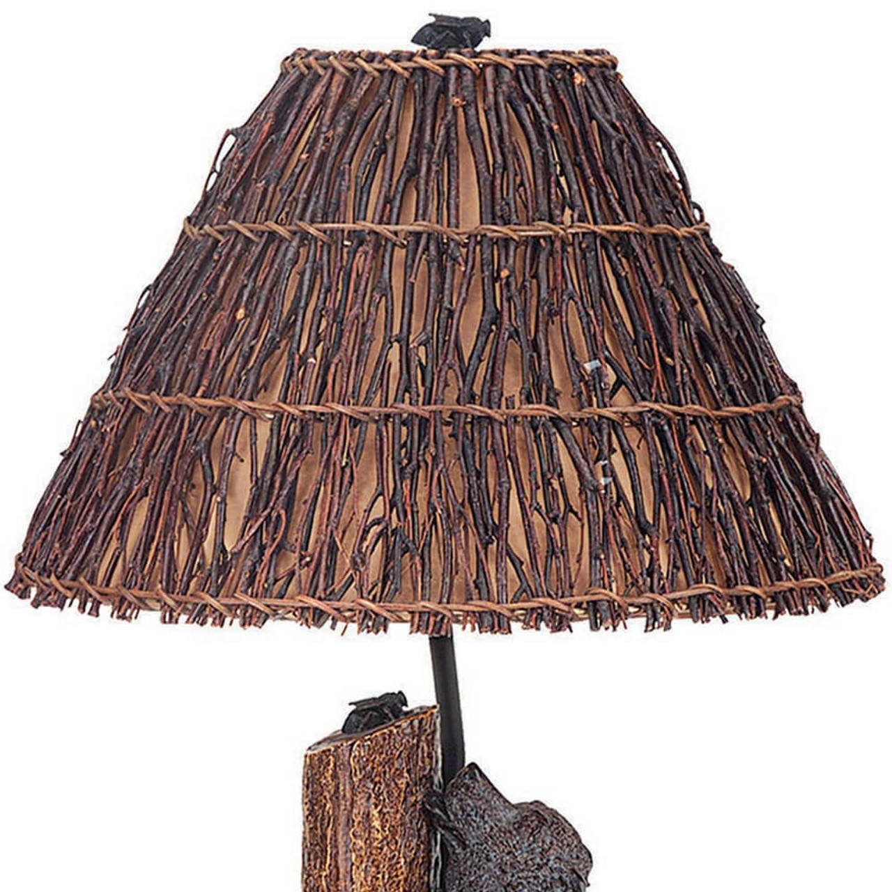 29" Bronze Table Lamp With Brown Empire Shade