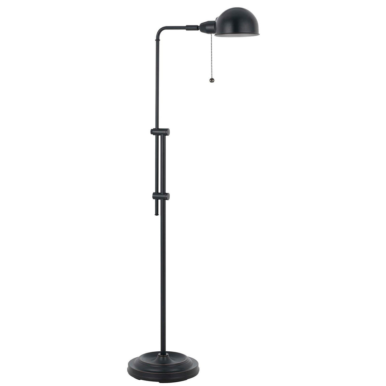 58" Bronze Adjustable Traditional Shaped Floor Lamp With Bronze Dome Shade