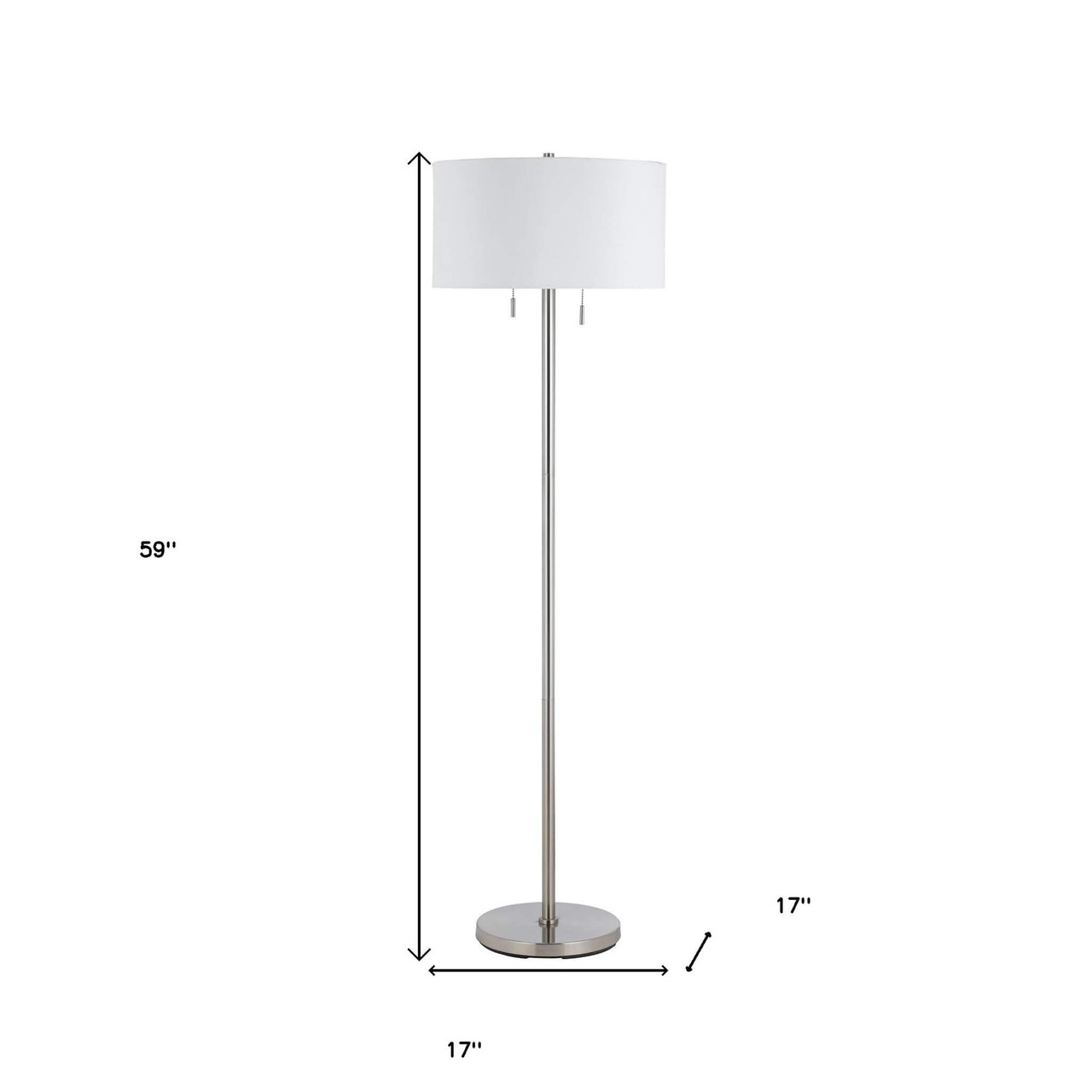 59" Nickel Two Light Traditional Shaped Floor Lamp With White Rectangular Shade - Chicken Pieces