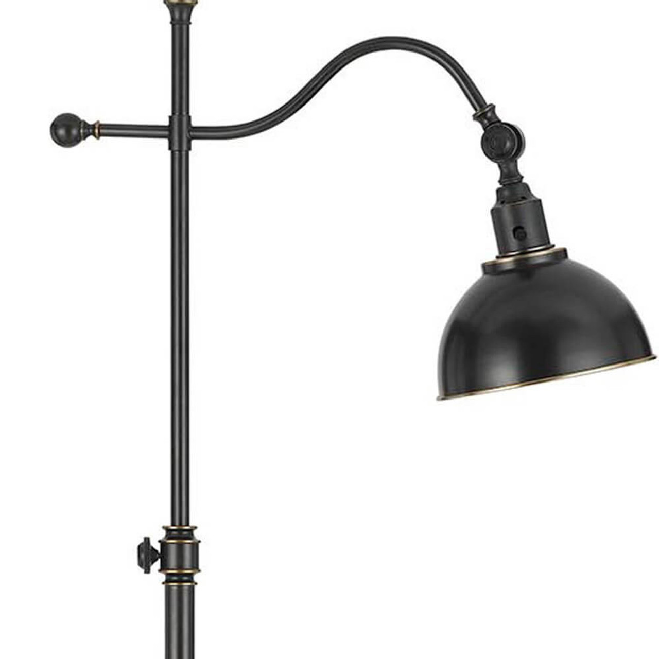 60" Bronze Adjustable Traditional Shaped Floor Lamp With Black Dome Shade - Chicken Pieces