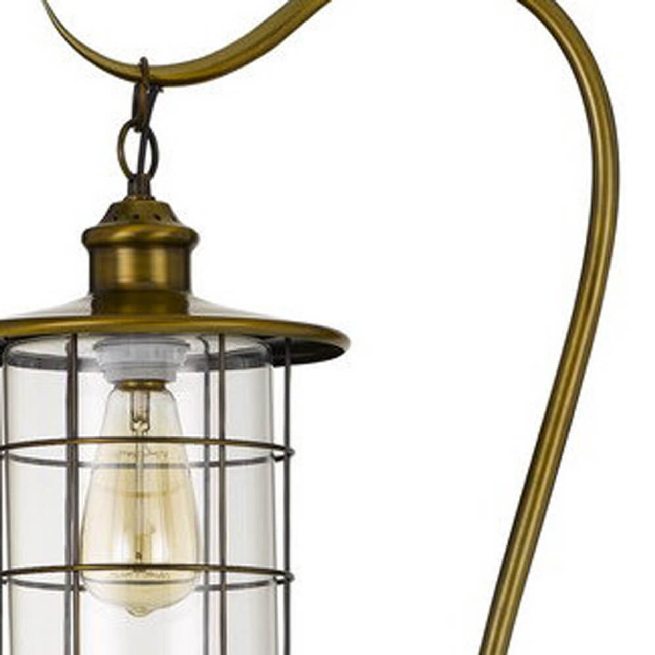 60" Brass Traditional Shaped Floor Lamp With Bronze Transparent Glass Drum Shade