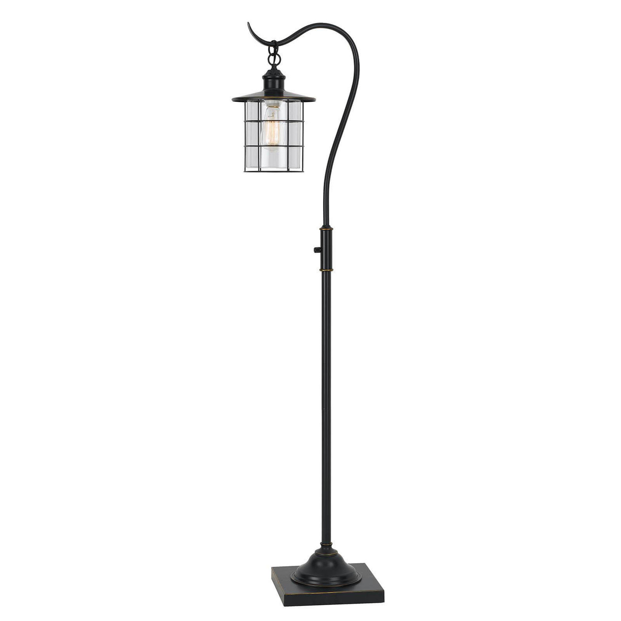 60" Bronze Traditional Shaped Floor Lamp With Bronze Transparent Glass Drum Shade - Chicken Pieces