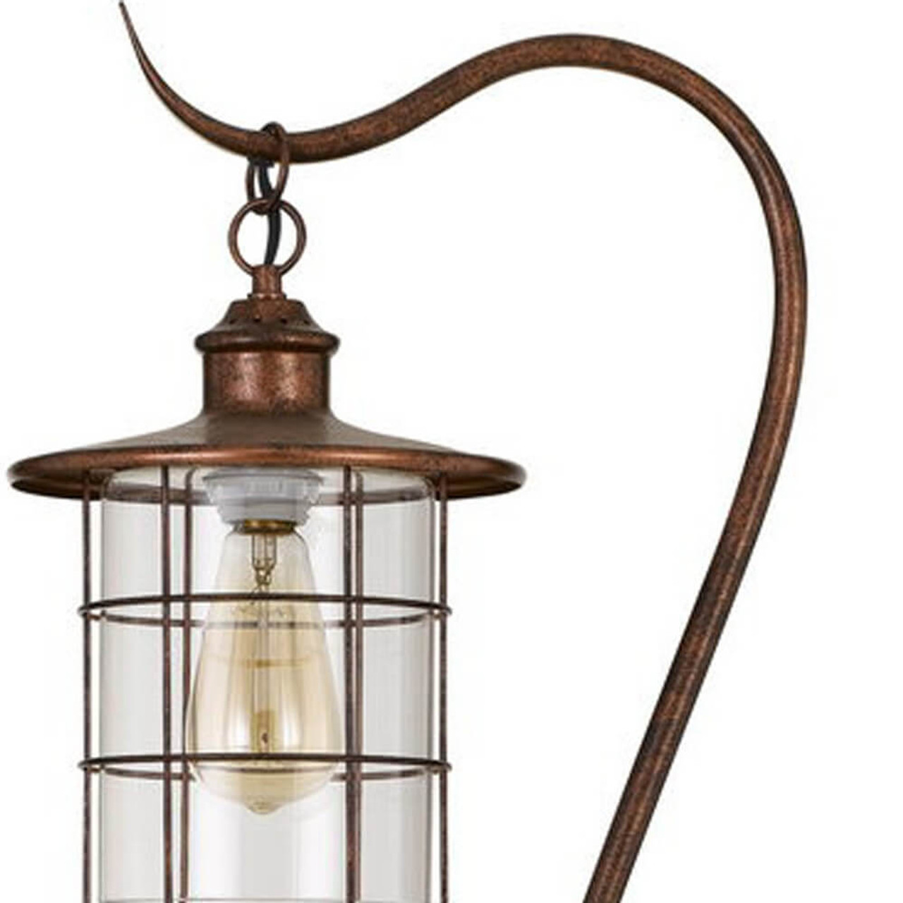 60" Rusted Traditional Shaped Floor Lamp With Rust Transparent Glass Drum Shade - Chicken Pieces