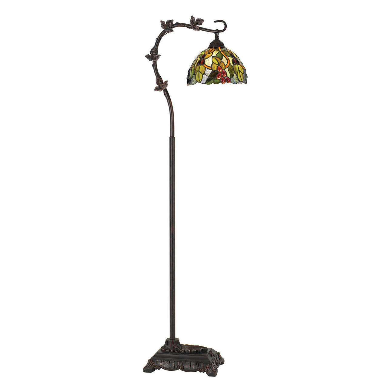 61" Bronze Traditional Shaped Floor Lamp With Green Yellow Dome Shade - Chicken Pieces