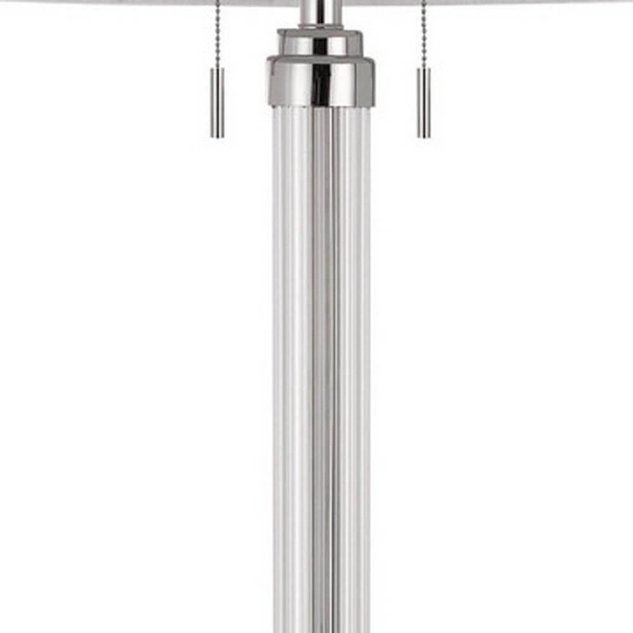 60" Chrome Two Light Traditional Shaped Floor Lamp With White Rectangular Shade - Chicken Pieces