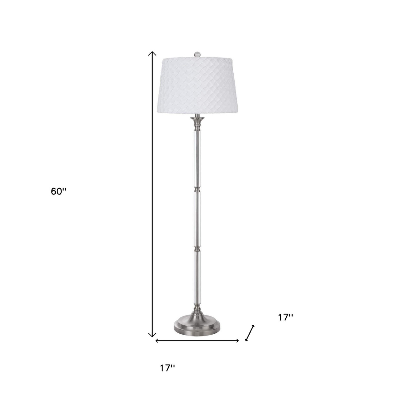 60" Nickel Traditional Shaped Floor Lamp With White Square Shade - Chicken Pieces