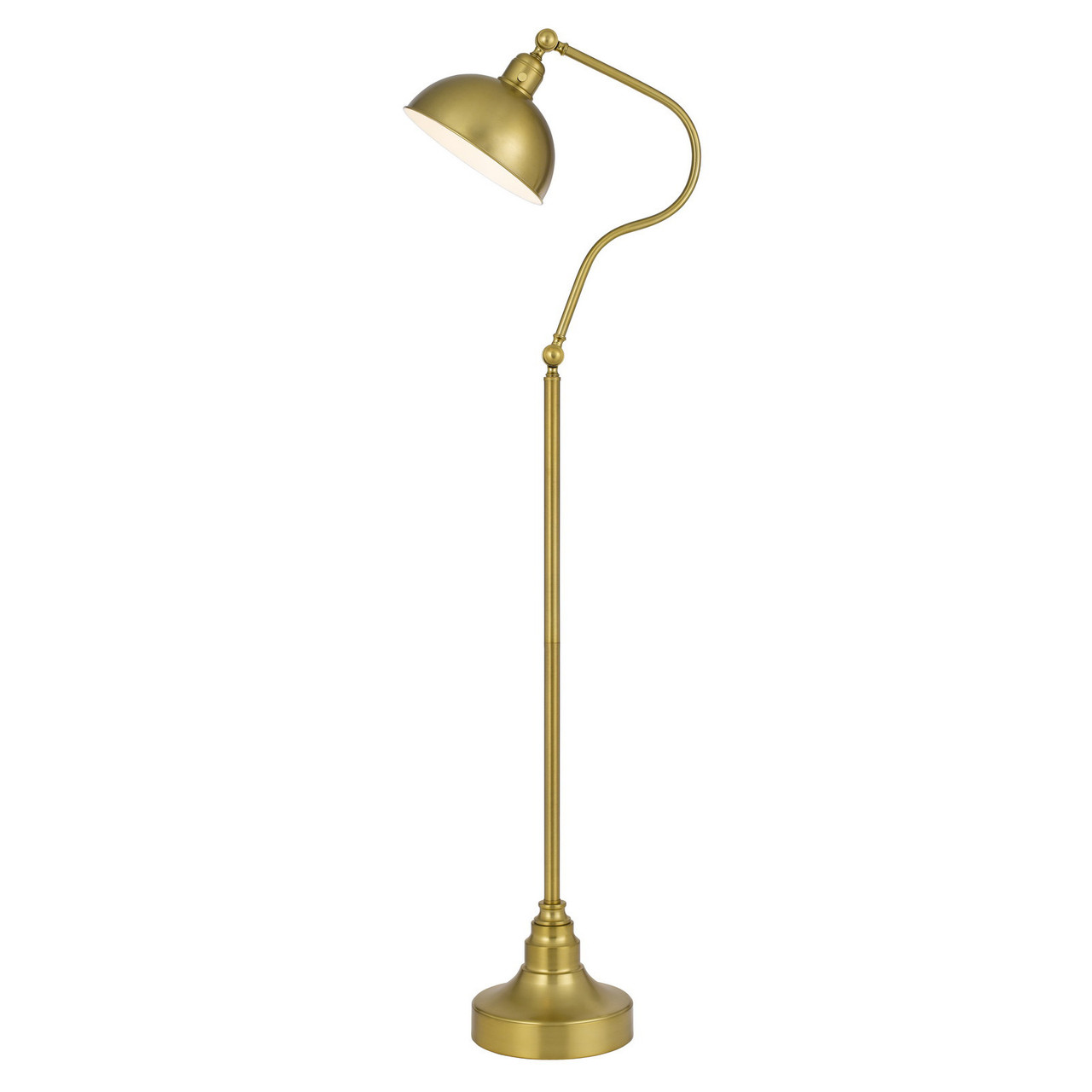 60" Brass Traditional Shaped Floor Lamp With Antiqued Brass Dome Shade - Chicken Pieces