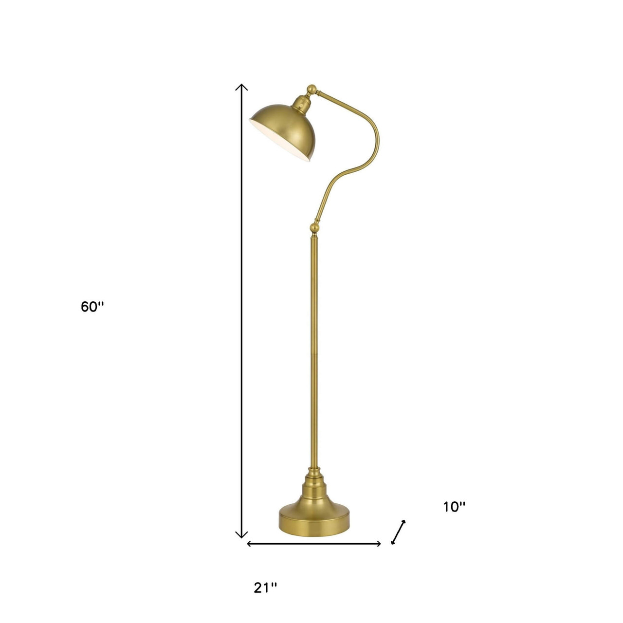 60" Brass Traditional Shaped Floor Lamp With Antiqued Brass Dome Shade - Chicken Pieces