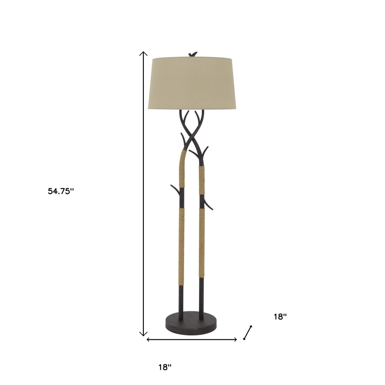 55" Black Traditional Shaped Floor Lamp With Tan Rectangular Shade - Chicken Pieces