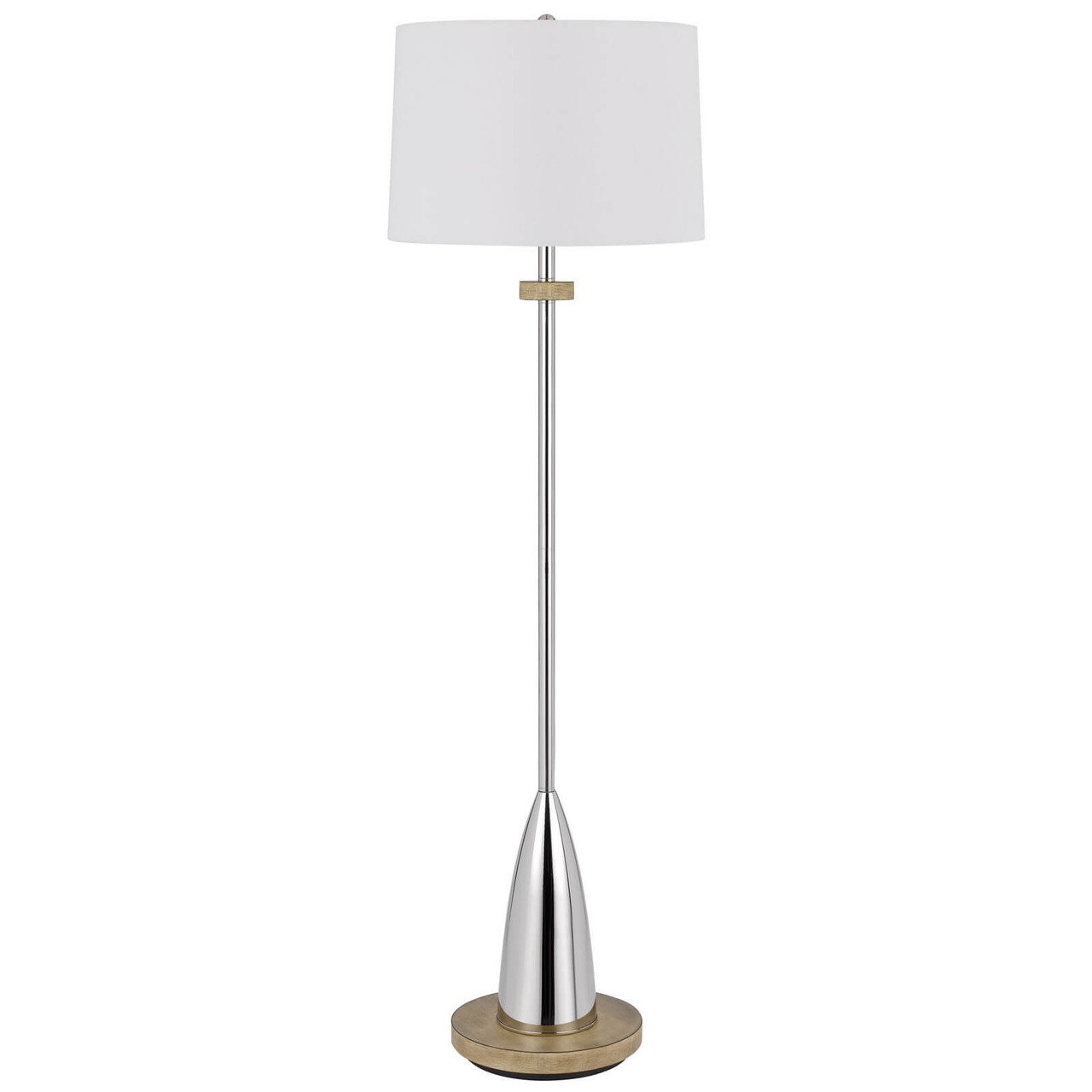 61" Chrome Traditional Shaped Floor Lamp With White Square Shade - Chicken Pieces