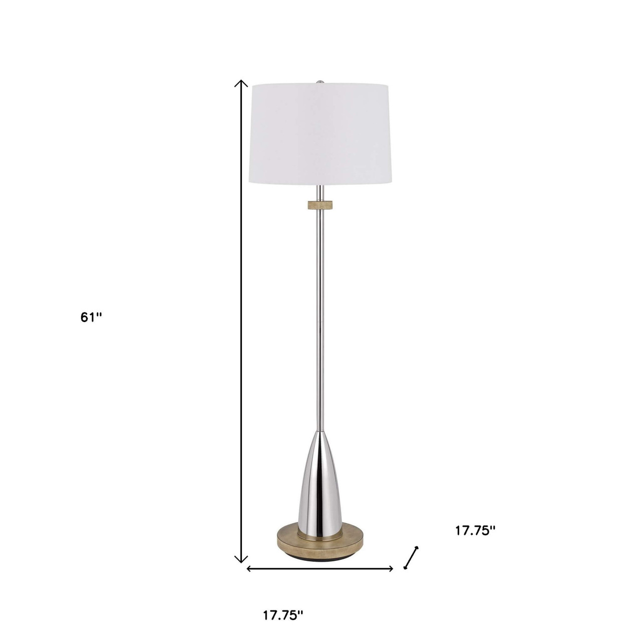 61" Chrome Traditional Shaped Floor Lamp With White Square Shade - Chicken Pieces