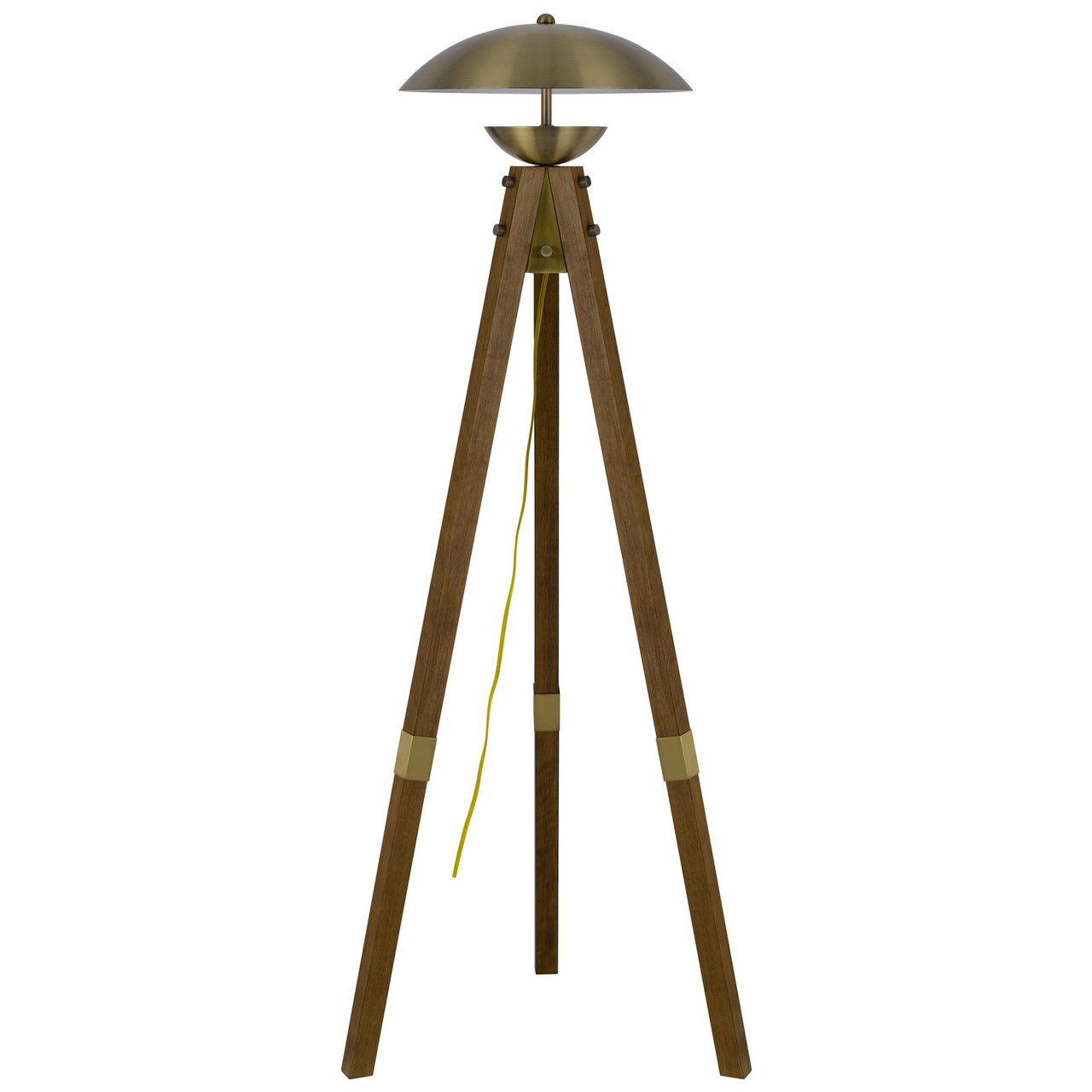 55" Brass Tripod Floor Lamp With Antiqued Brass Dome Shade - Chicken Pieces