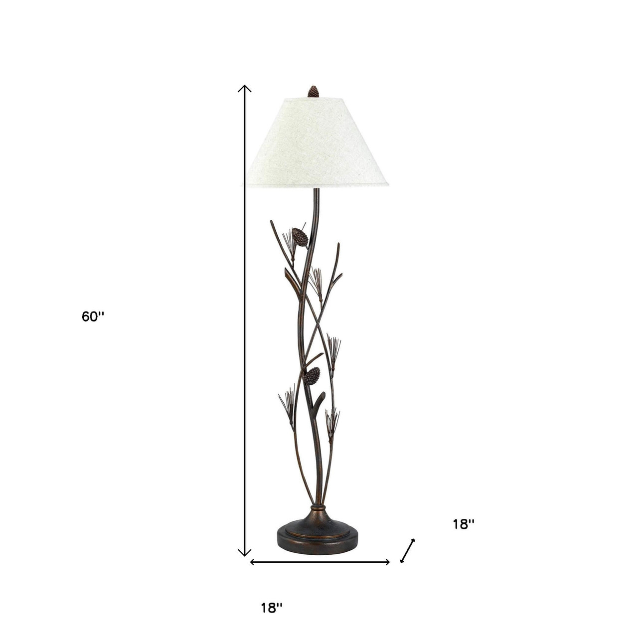 60" Rusted Traditional Shaped Floor Lamp With Brown Empire Shade - Chicken Pieces