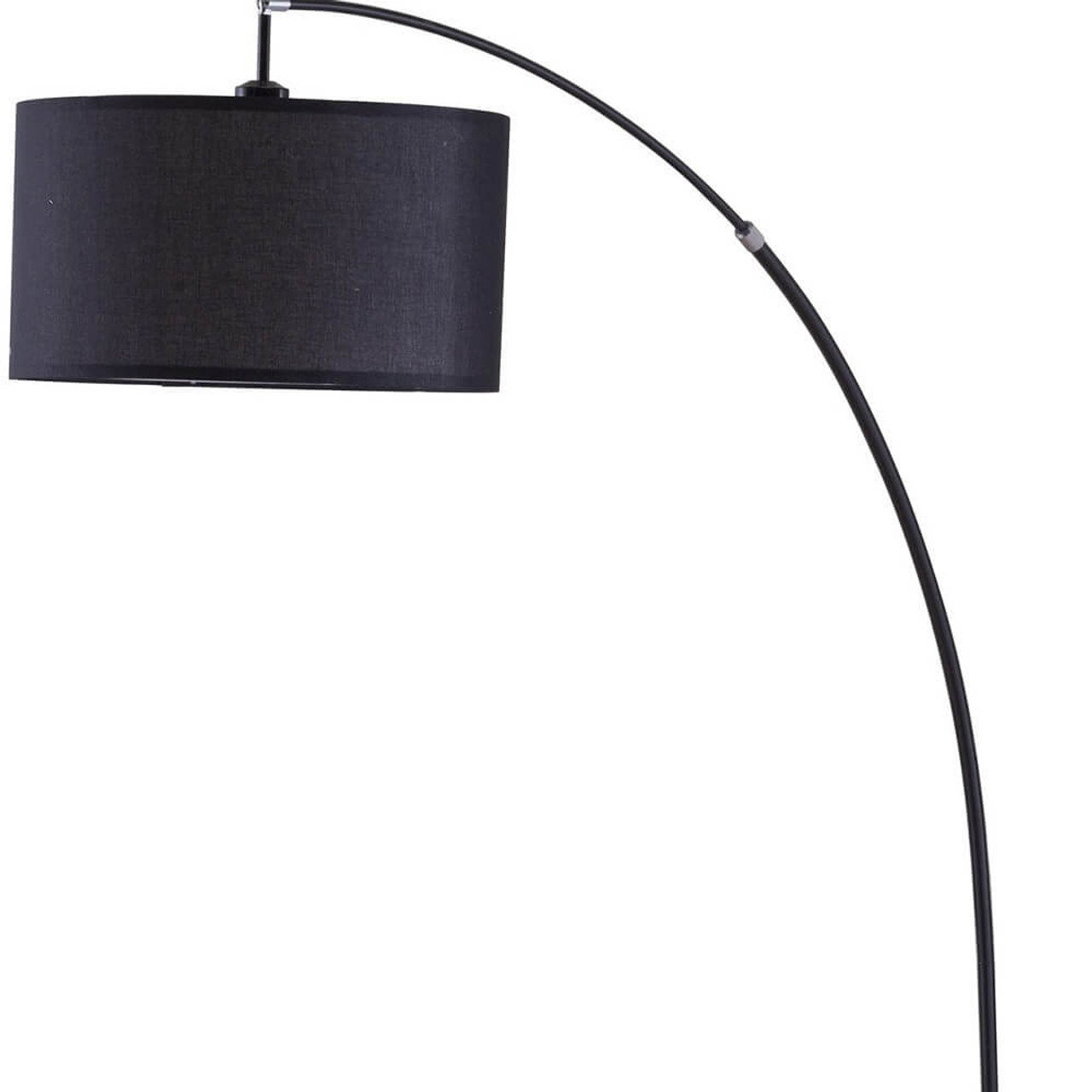 86" Sleek Black Arc Floor Lamp With Black Drum Shade - Chicken Pieces