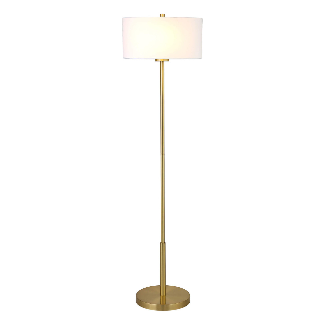 61" Brass Traditional Shaped Floor Lamp With White Drum Shade - Chicken Pieces