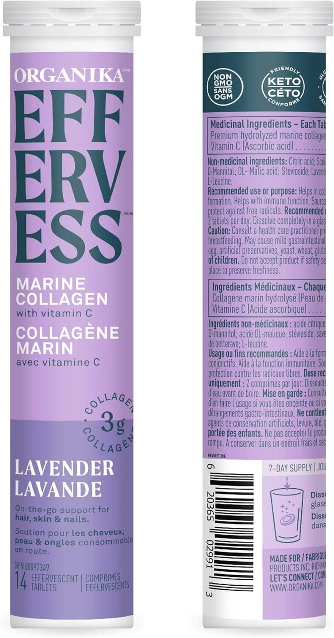 Organika Effervess Collagen - Lavender 8 Tubes x 14 Tabs
