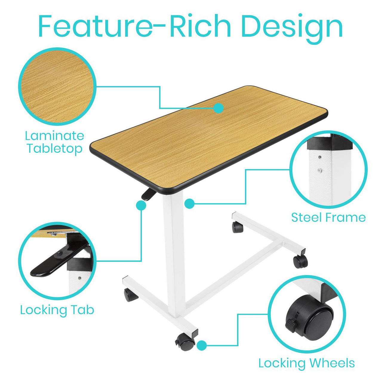 Vive Overbed Table - Convenient and Stable Surface for Bedridden Individuals-Chicken Pieces