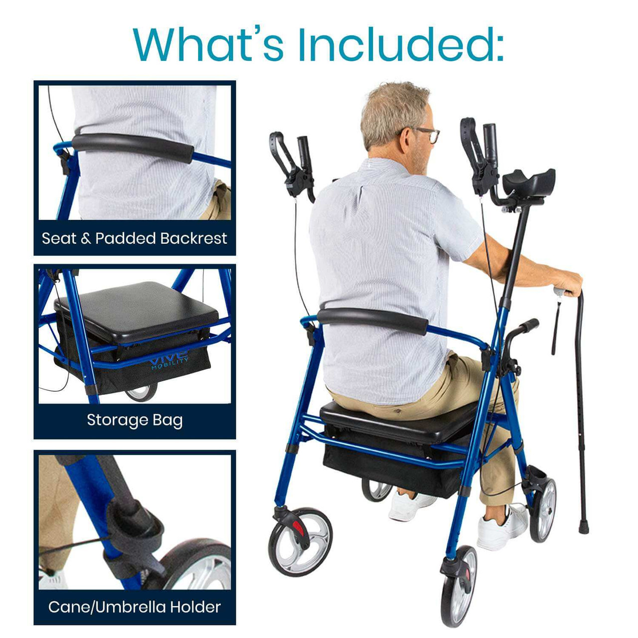 Vive Upright Walker, Series T - Tall and Adjustable Mobility Aid-Chicken Pieces