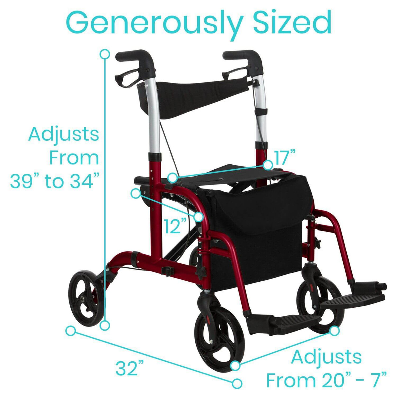 Wheelchair Rollator - Dual-Purpose Mobility Aid for Safe Indoor and Outdoor-Chicken Pieces