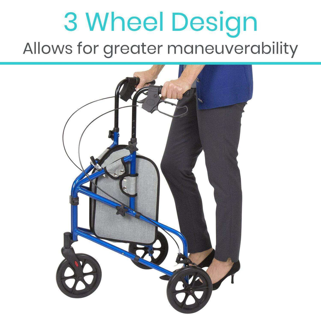 Vive 3-Wheel Rollator *Open Box*- Compact and Lightweight Mobility Aid-Chicken Pieces