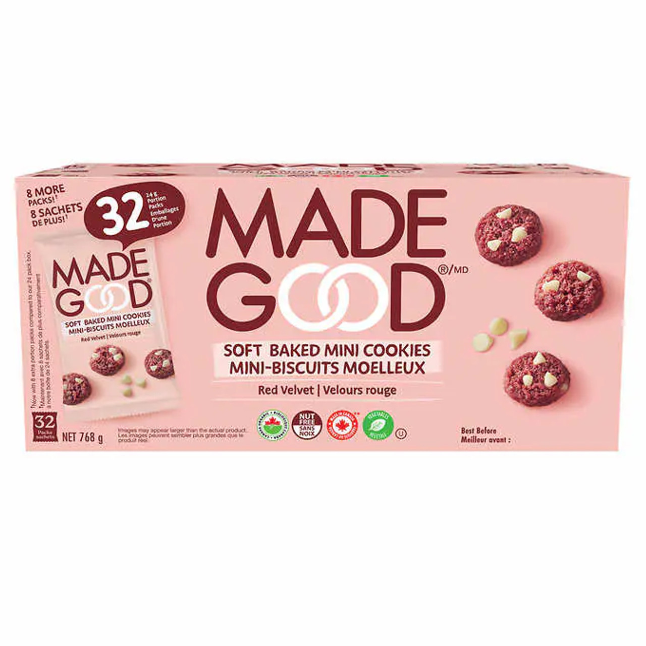 MadeGood Red Velvet Soft Party Treat Baked Mini Cookies, 32 × 24 g (4/Case)-Chicken Pieces