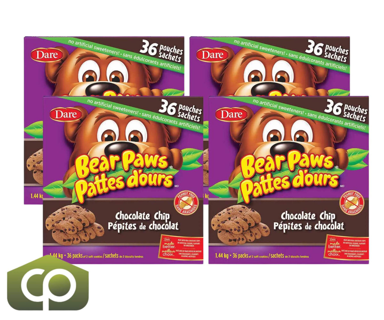 Dare Bear Paws Chocolate Chip Peanut-Free Soft-Baked Cookies, 36-Count (4/Case)-Chicken Pieces