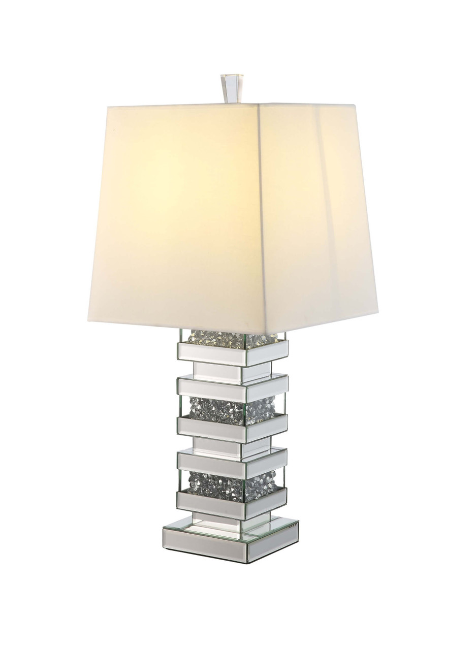 30" Clear Glass Table Lamp With White Empire Shade - Chicken Pieces